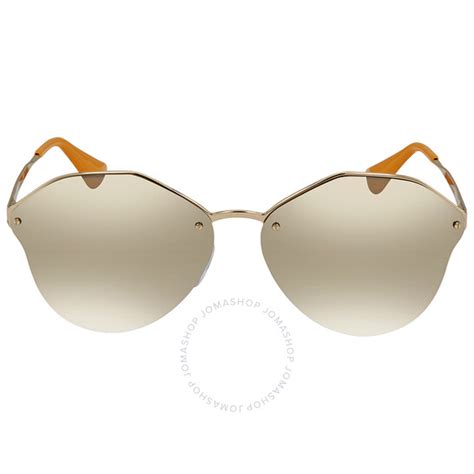 Prada Light Brown Mirror Gold Geometric Ladies 